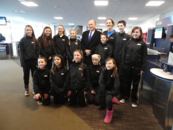 The Juneau Jumpers ran into Gov. Bill Walker at Juneau International Airport on Friday, March 10, 2017, on their way to jump rope competition in Fairbanks. The travel ban didn't apply to the middle schoolers in the group in this case because it wasn't for a school-sponsored sport.