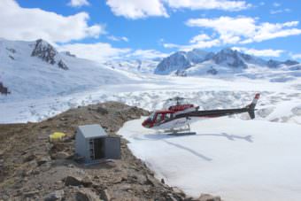 Technicians service a remote seismic station in the Wrangell-St.Elias region.