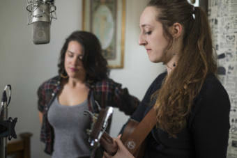 Cameron Brockett and Taylor Vidic of The Quaintrelles perform their song "Rolling Stone" live at the Alaskan Hotel during the 2017 Alaska Folk Folk Festival. (Photo by Annie Bartholomew/KTOO) Cameron Brockett and Taylor Vidic of The Quaintrelles perform their song "Rolling Stone" live at the Alaskan Hotel during the 2017 Alaska Folk Folk Festival. (Photo by Annie Bartholomew/KTOO)