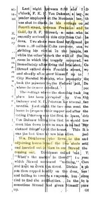Excerpt of Jan. 19, 1909 article in Daily Alaska Dispatch.