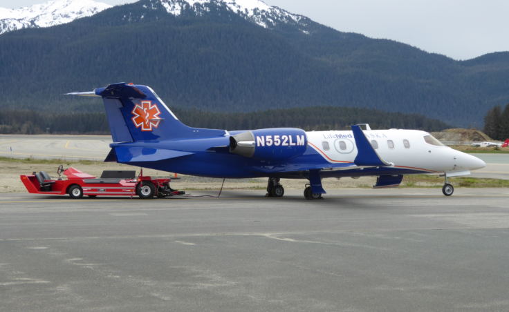 One of two Learjets LifeMed Alaska houses in Juneau on Monday, May 2, 2017.