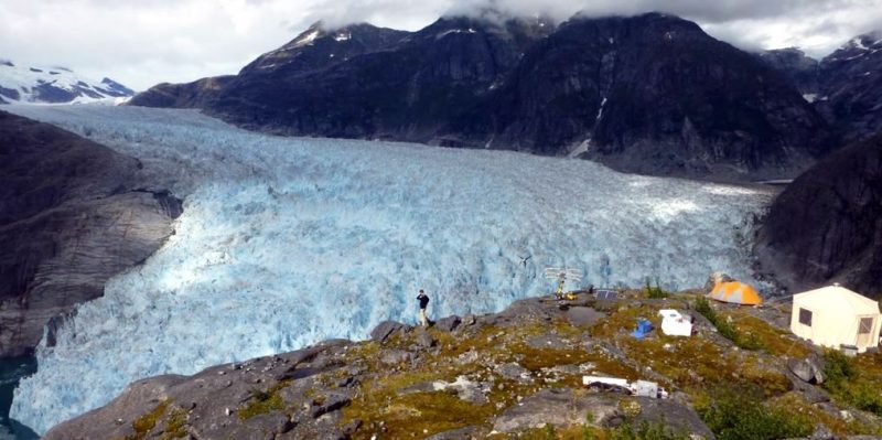 Christian Kienholz, Glaciologist with the University of Alaska Southeast gathered data at the Leconte Glacier seven times over the last two years. (Photo courtesy of Christian Kienholz, University of Alaska Southeast)