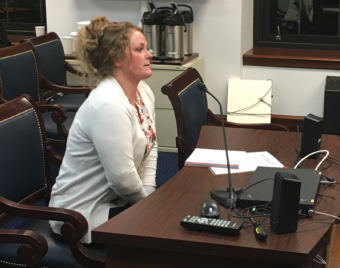 Ketchikan resident Christine Furey speaks during public testimony on Senate Bill 54. She opposes repealing last year's criminal justice overhaul. (Photo by Andrew Kitchenman/KTOO)