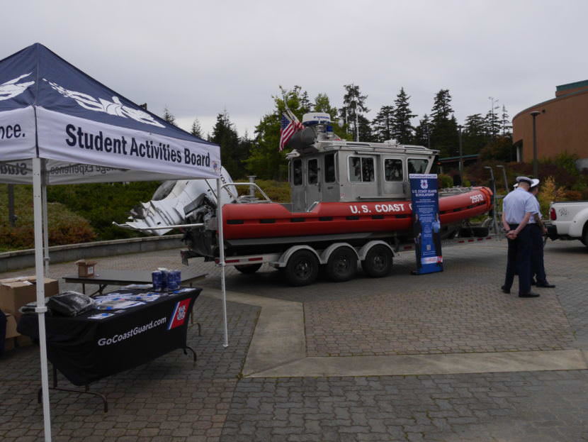 Coast Guard members recruit at the University of Alaska Southeast campus in Juneau on Oct. 2, 2017.