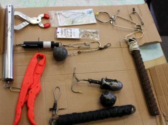 Whether homemade or a commercial design, every sport fishing boat in Southeast Alaska must have a deep-release mechanism on board Jan. 1, 2020. (Photo by Robert Woolsey/KCAW)