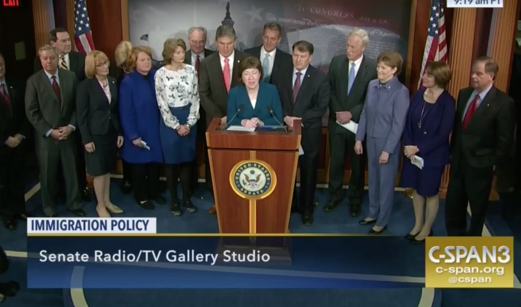 Sen. Lisa Murkowski has been hashing out an immigration bill with senators of both parties. (Video still courtesy C-SPAN)