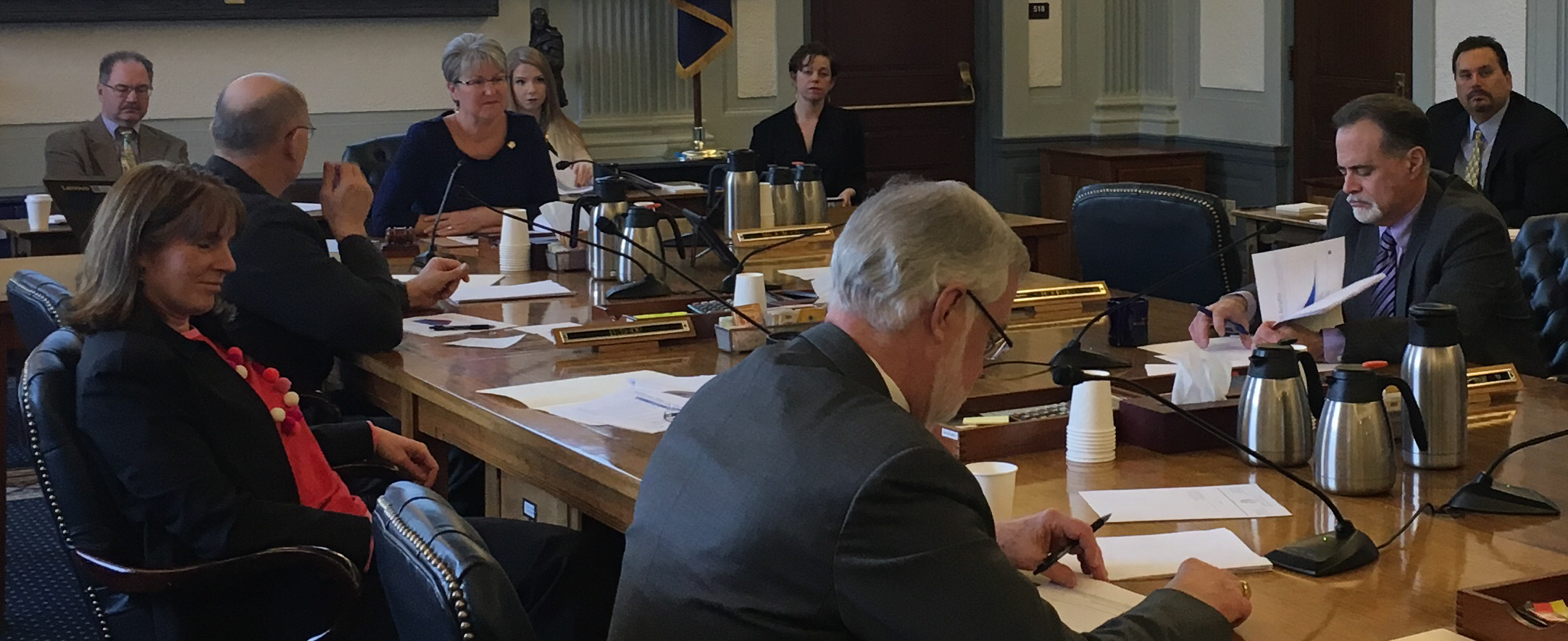 The Senate Finance Committee discusses the state retirement systems, Feb. 14, 2018. There is a $6.6 billion projected funding shortfall. (Photo by Andrew Kitchenman/KTOO)