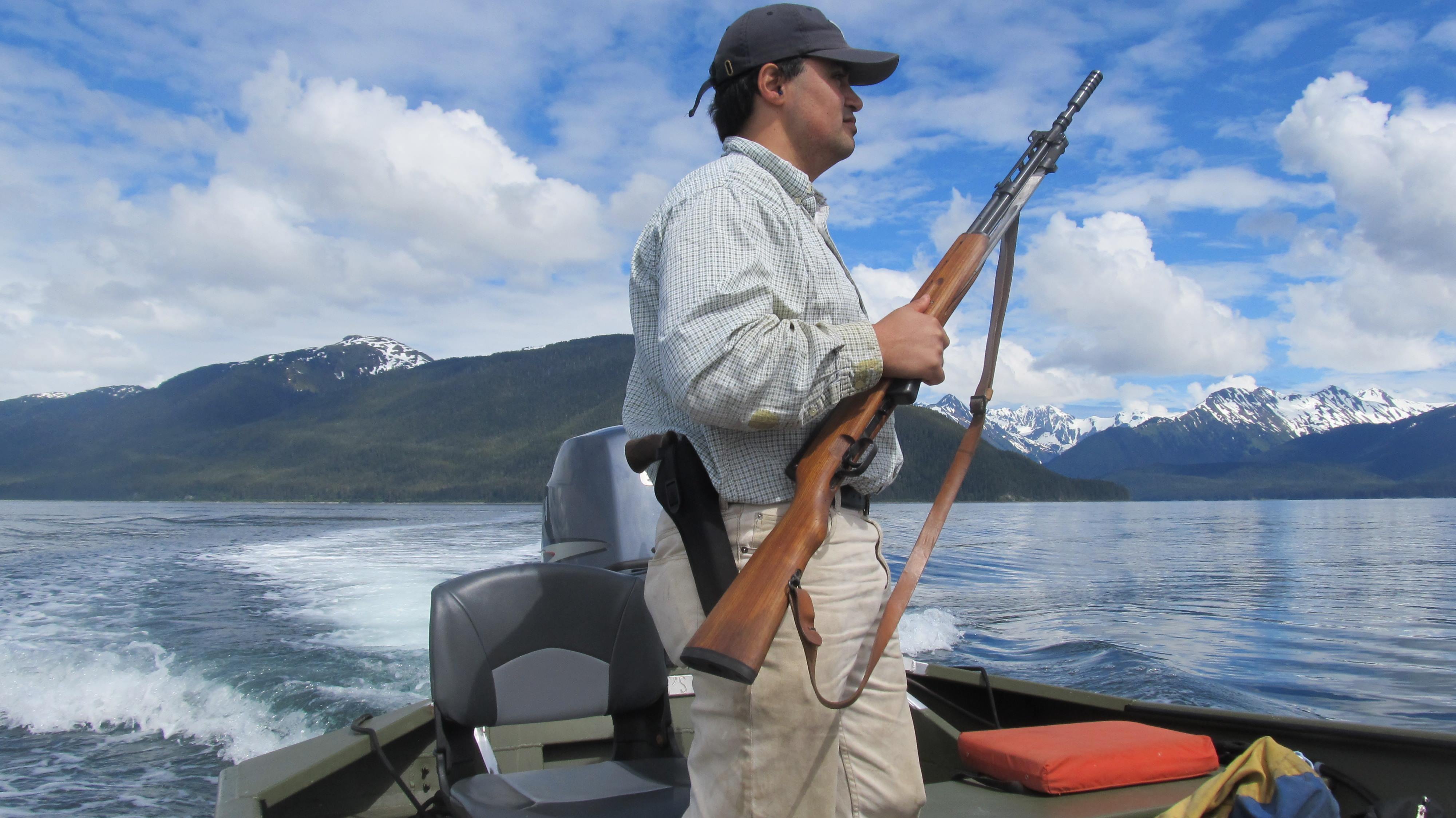 Marcus Gho hunts for sea otters on June 8, 2013, near Pleasant Island in Icy Strait. Gho, who is Inupiaq Eskimo, lives in Juneau and creates items using sea otter fur. (Photo courtesy Marcus Gho)
