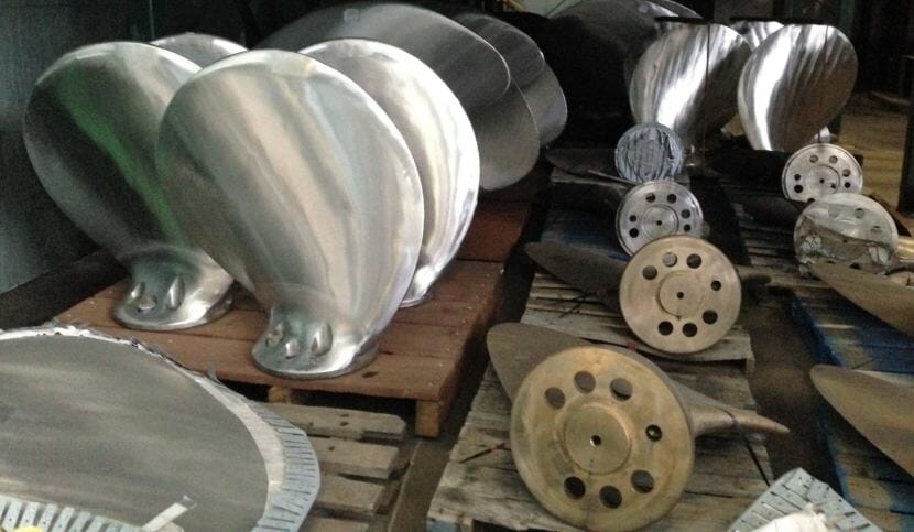 Ferry props wait for use Feb. 19, 2014, at the Alaska Marine Highway Warehouse in Ketchikan. The ferries will continue sailing this spring and early summer thanks to a bill signed Tuesday. (Photo by Ed Schoenfeld/CoastAlaska News)