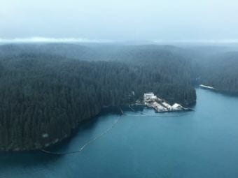 Unified Command response teams deploy secondary boom and absorbent materials in the continued oil spill response efforts in Shuyak Strait (Photo courtesy of Alaska Chadux LLC)