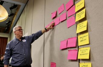 Ian Dutton of Nautilus Impact Investing participates in a March 2018 meeting in Bethel about how climate change is affecting the Yukon-Kuskokwim Delta. Dutton helped create the Healthy Communities climate adaptation model in Australia.