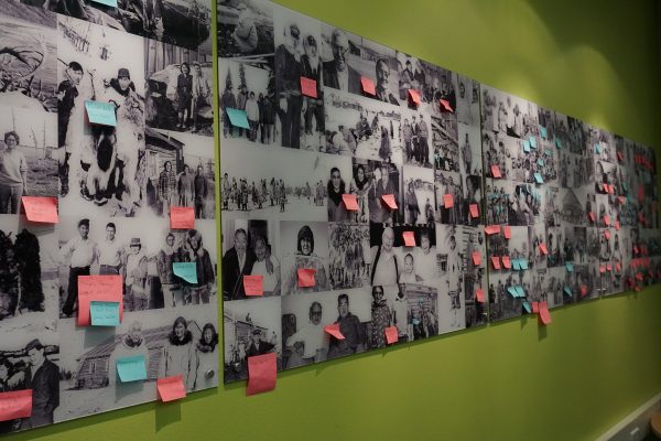 Photos of local elders line a classroom wall at Napaaqtugmiut School in Noatak. (Photo by Anne Hillman/Alaska Public Media)