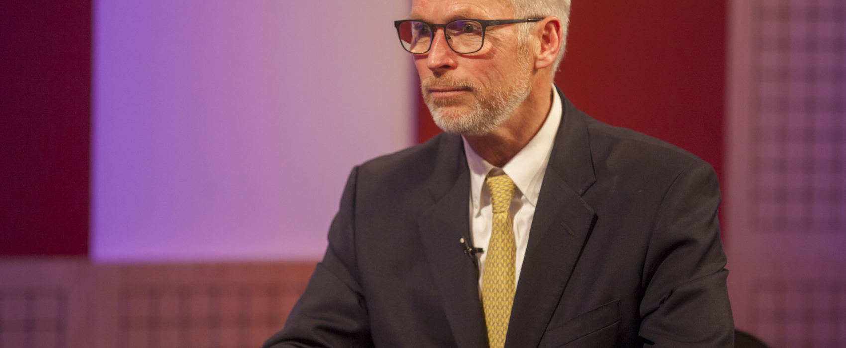 University of Alaska President Jim Johnsen appears on an episode of Forum@360 in Juneau on April 3, 2018.