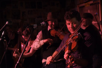 The North Country Cajun Club play the Alaskan Hotel Friday night during the Alaska Folk Festival. (Photo by Annie Bartholomew/KTOO)