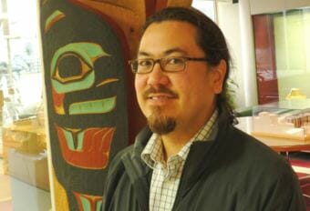 Sealaska Board Chairman Joe Nelson poses at corporate headquarters in Juneau after he was elected to the position in June of 2014. Nelson announced a new shareholder burial assistance program May 7. (Photo by Ed Schoenfeld/CoastAlaska News)