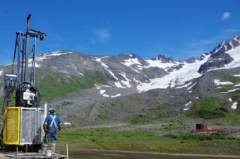 A drilling rig operator works at the Iskut project in west-central British Columbia. The Iskut is one of about a dozen exploration or mining projects near rivers that run through or near Southeast Alaska. (Photo courtesy Seabridge Gold)