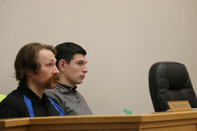 Council member Leif Albertson, left, is sponsoring an ordinance that would end hard liquor sales in Bethel. (Photo by Christine Trudeau/KYUK)