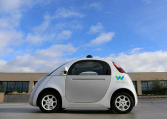 Google spin-off company Waymo's Firefly 1 reference vehicle. Waymo is one of seven companies that has notified Washington's Department of Licensing that they plan to test self-driving vehicles.