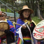 Various indigenous groups march and dance during a parade Saturday, June 9, 2018, in downtown Juneau, Alaska. (Photo by Tripp J Crouse/KTOO)