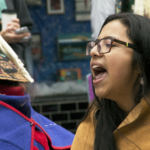 Various indigenous groups march and dance during a parade Saturday, June 9, 2018, in downtown Juneau, Alaska. (Photo by Tripp J Crouse/KTOO)