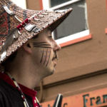 Various indigenous groups march and dance during a parade Saturday, June 9, 2018, in downtown Juneau, Alaska. (Photo by Tripp J Crouse/KTOO)