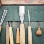 Woodworking tools at the Yanyeidí Healing kootéeyaa totem pole work site at Harborview Elementary School on 29, 2018. (Photo by Annie Bartholomew/KTOO)
