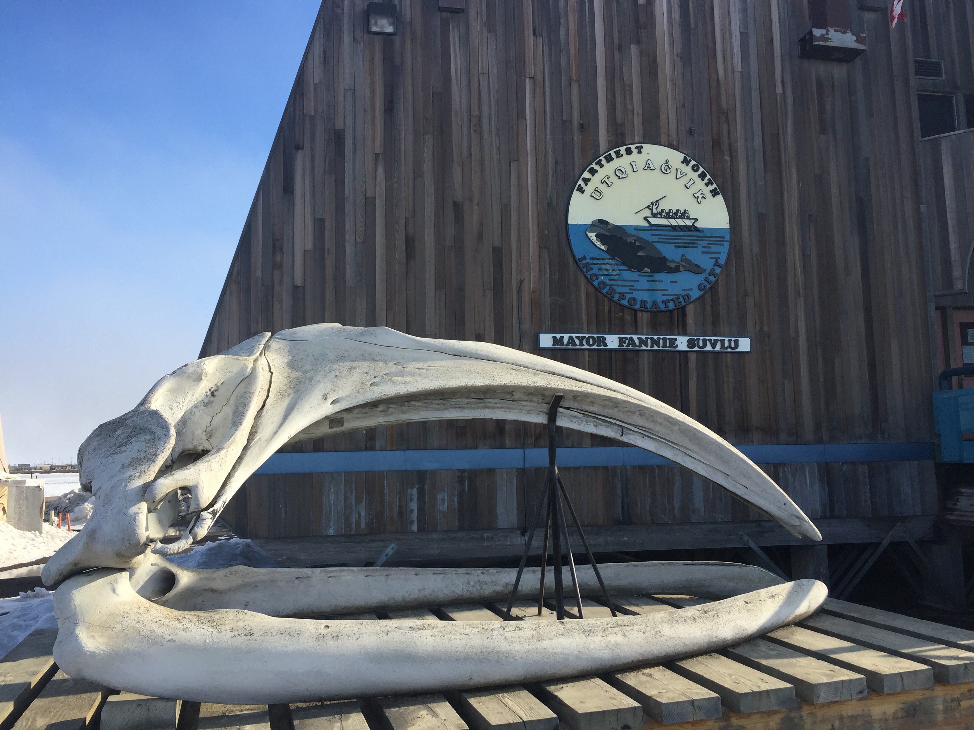 City Hall was one of a few places where Utqiaġvik has been incorporated into the official insignia.