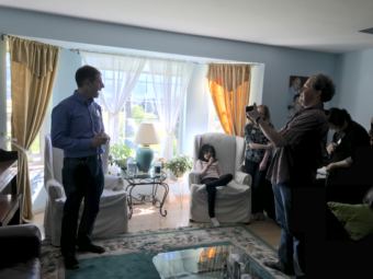 Jesse Kiehl gives a speech at a fundraiser for his campaign on July 19, 2018.