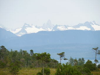 Smoky haze obscures the 9,077-foot Devil’s Thumb, about 25 miles northeast of Petersburg, this week. (Photo by Joe Viechnicki/KFSK)