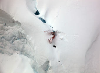 The wreckage of a de Havilland Beaver is seen near the summit of Thunder Mountain, about 14 miles southwest of the Denali summit. (Photo courtesy National Park Service)