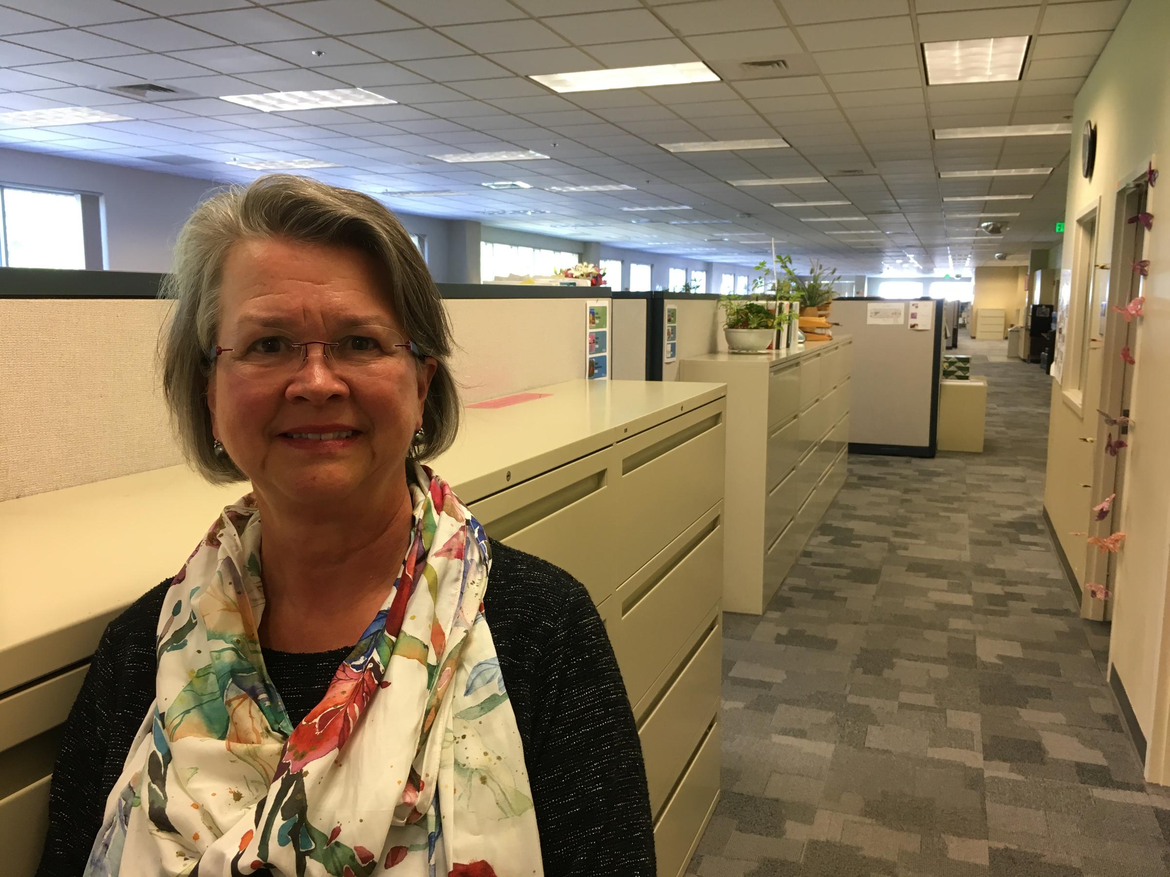 Betsy Jansen of the Department of Social and Health Services was given the job of bringing home the remaining 11 patients at Brookhaven Hospital in Tulsa. (Photo by Austin Jenkins/Northwest News Network)