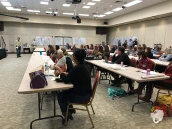 the meeting was held at Elizabeth Peratrovich Hall on Sept. 14, 2018. (Photo by Elizabeth Jenkins/Alaska's Energy Desk)