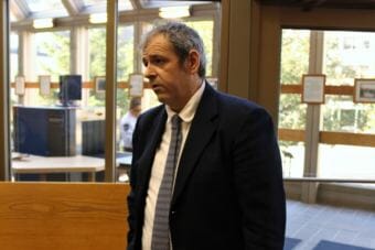 James Barrett talks outside the courtroom at the Juneau Superior Court on Sept. 6, 2018. (Photo by Adelyn Baxter/KTOO)