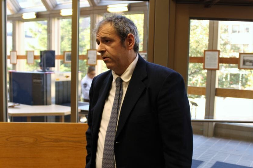 James Barrett talks outside the courtroom at the Juneau Superior Court on Sept. 6, 2018. (Photo by Adelyn Baxter/KTOO)