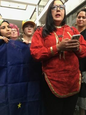Misty Nickoli of Fairbanks is one of the Alaskans who flew to Washington, D.C., to urge Sen. Lisa Murkowski to vote "no" on Kavanaugh on Oct. 5, 2018.