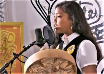 Screenshot of Gabby George-Frank performing during the 208 Red Carpet Concert Celebration Sessions in Juneau.