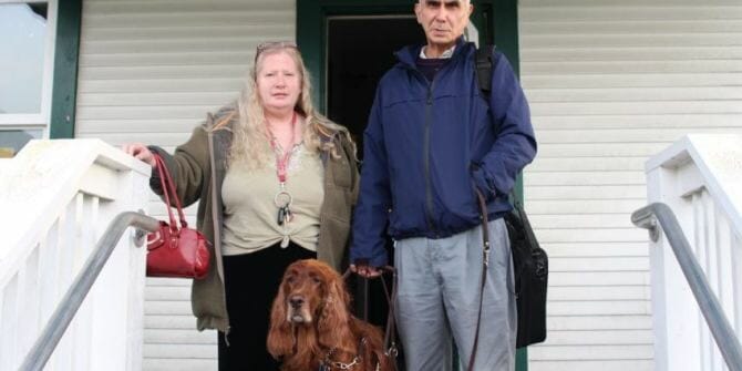 William Craig is legally blind and Helen Craig is legally deaf. Over the decades, they have been strong proponents of voter accessibility. William has filed a complaint with the U.S. Department of Justice to demand that all Alaska locations for absentee in-person voting includes machines for the blind and visually-impaired. (Photo by Emily Kwong/KCAW)