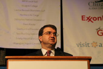 Department of Veterans Affairs Secretary Robert Wilkie addressing the Alaska Federation of Natives on October 20, 2018.
