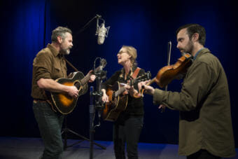 Jason and Pharis Romero perform with Josh Rabie @360 during the 2018 Alaska Folk Festival in Juneau, Alaska at KTOO Public Media. (Photo by Annie Bartholomew/KTOO)