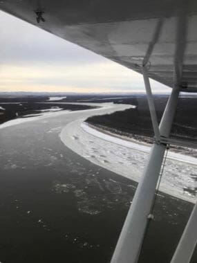 An aerial survey by USFWS shows the open water river conditions on the Kuskokwim River from below Bethel up to the Kuskokwak and Napakiak Sloughs on Nov. 15, 2018.