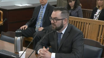 John Quick talks to the Senate Finance Committee during a confirmation hearing in Juneau.