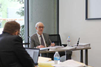 Hollis French responds to questions at a public hearing on Feb. 8, 2019.