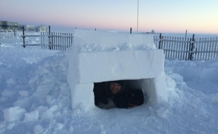 The "fighter trench," shown here, is one of the easier shelters that students learn how to build in the course.