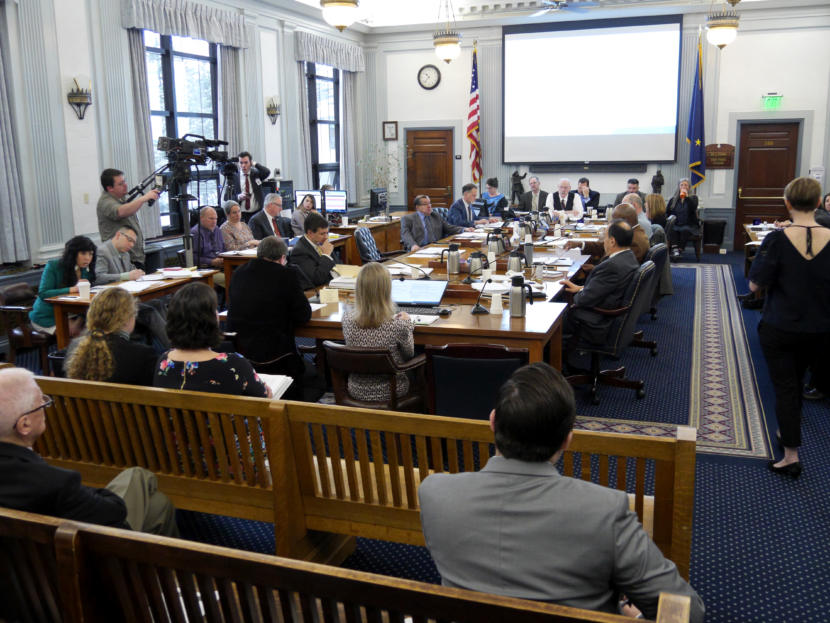 The Senate Finance Committee, chaired by Sen. Bert Stedman, R-Sitka, meets in Juneau on Feb. 18, 2019.