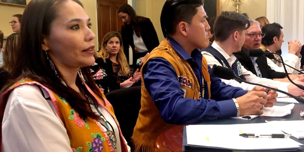 Bernadette Demientieff, director of the Gwich’in Steering Committee, waits to testify at a U.S. House hearing on the Arctic National Wildlife Refuge.