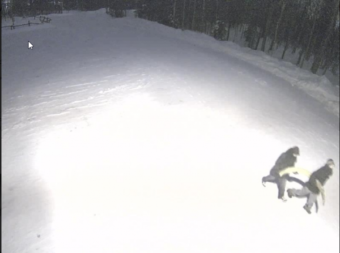 Federal prosecutors say this surveillance camera photo from Campbell Creek Science Center shows Martin Elze and Gary Boyd taking the 100-pound woolly mammoth tusk. (Photo by U.S. District Court of Alaska)