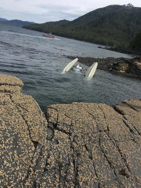 A Coast Guard Station Ketchikan 45-foot Response Boat-Medium boat crew searches for survivors from downed aircraft in the vicinity of George Inlet near Ketchikan, Alaska.
