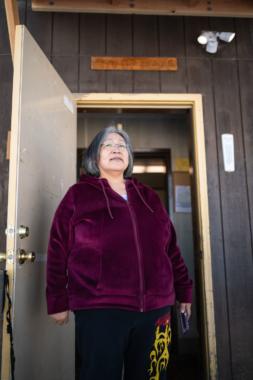 Annie Reed at the Kiana city office building in March.