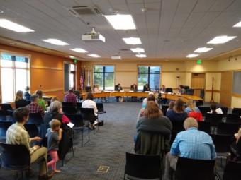 Mid-discussion at Harrigan Centennial Hall in May 2019. (Photo by Angie Hilsman/KTOO)