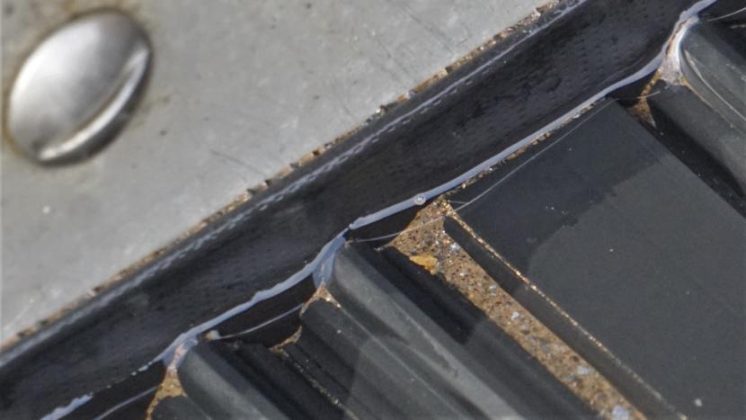 Recreational gold dredger Nathan Brooks says there's gold and pyrite in his sluice box on May 15, 2019, at the beach near Sheep Creek in Juneau. The ridges in these mats are designed to trap gold.